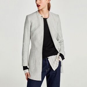 Zara Gray Herringbone Women's Gray Jacket